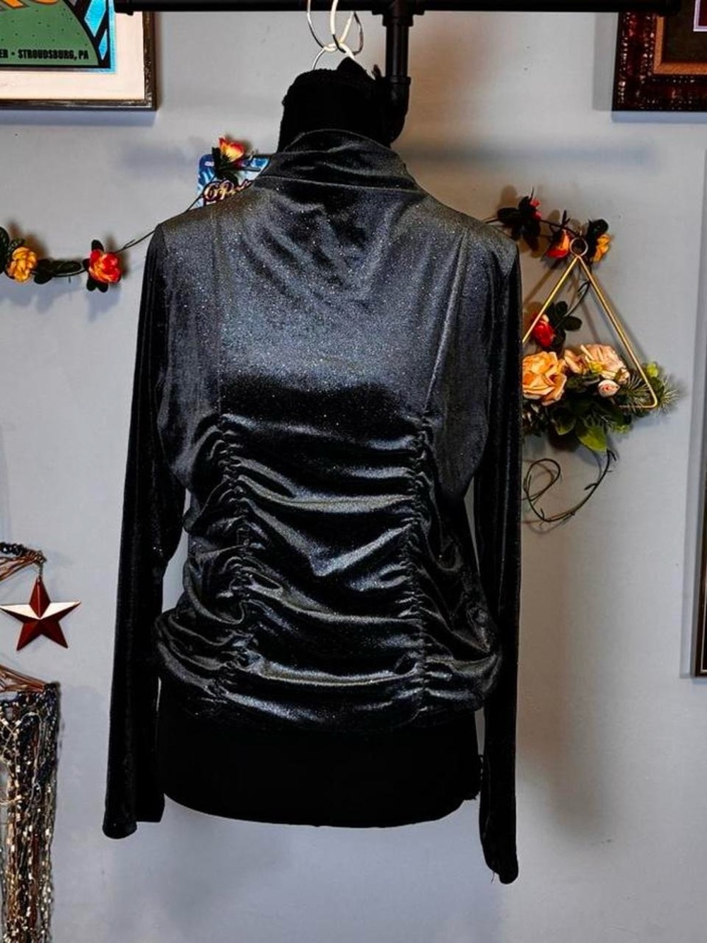 A Love Story Mock Turtle Neck Velvet Texture Ranched Womens Long Sleeve (L)